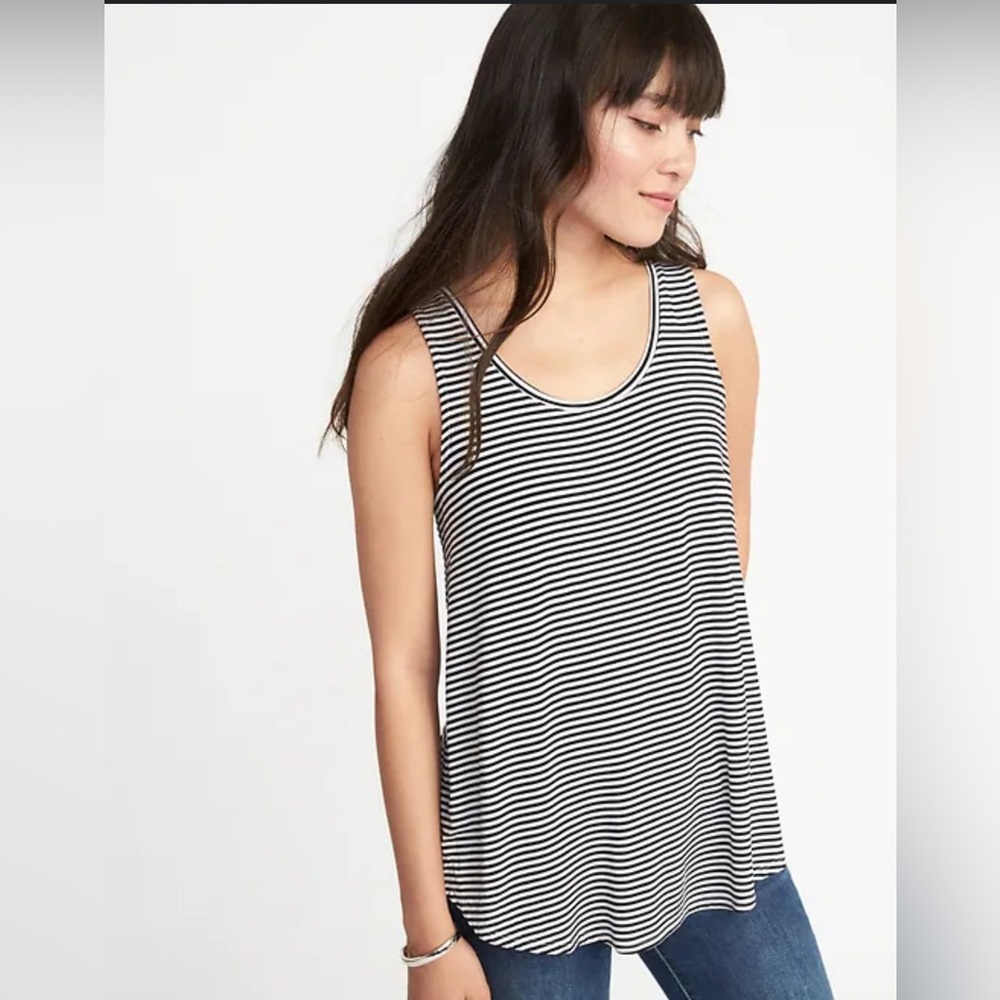 Striped Black and White Women's Tank Top
